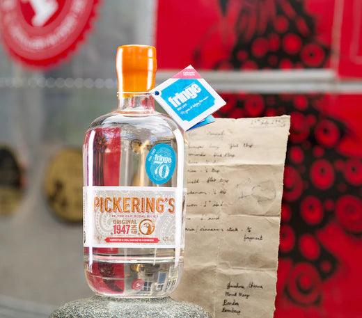 Bottle of Pickering's Gin with Fringe tag