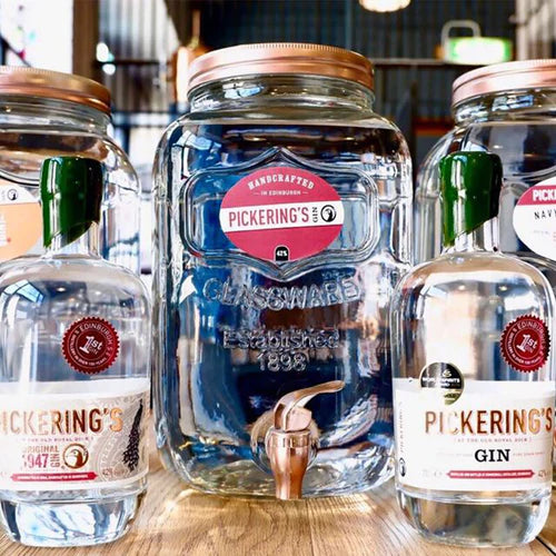 Pickering's Bottles next to a refill tank