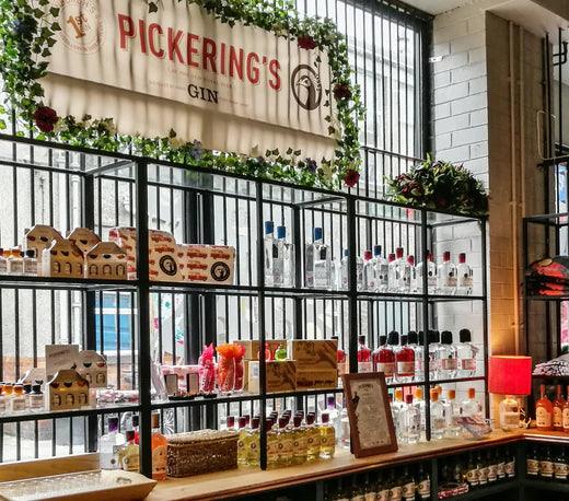 Distillery shop filled with Pickering's Gin bottles