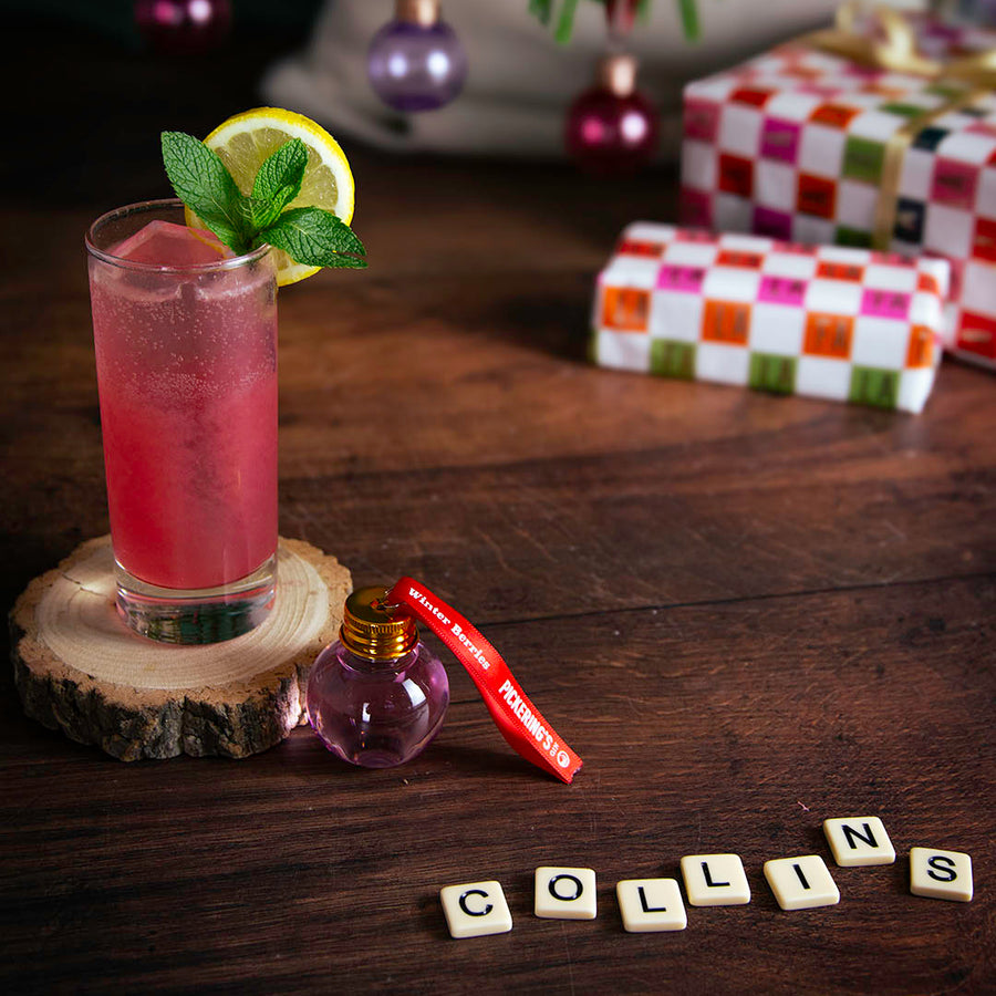 Winter Berry Collins with presents in the background