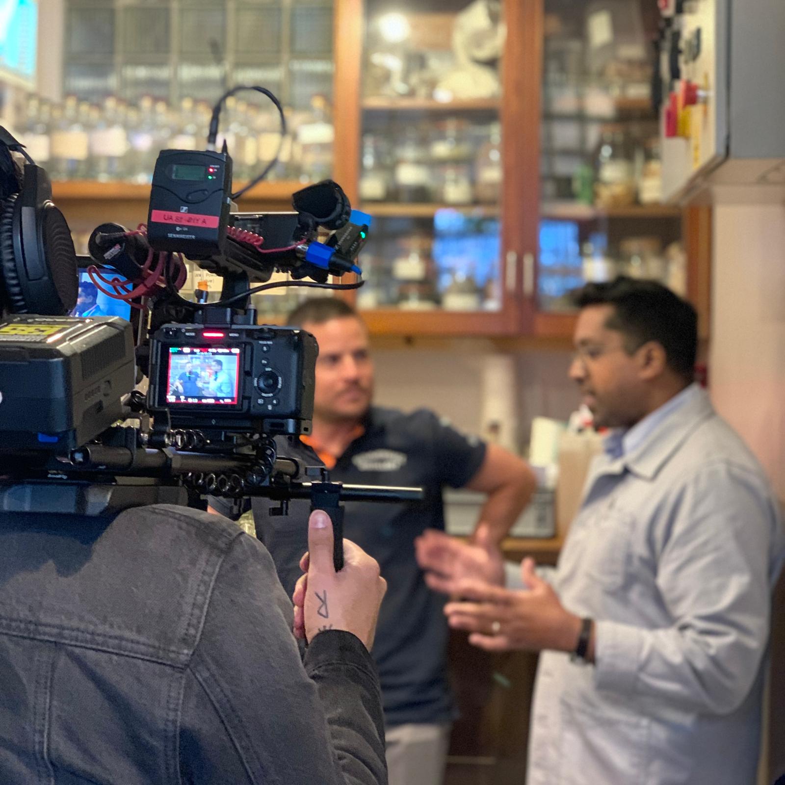 Filming in the botanical room